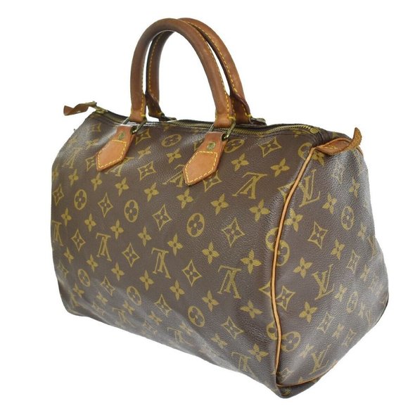 Authentic LOUIS VUITTON Speedy 30 Travel Hand Bag Monogram Leather Brown - Picture 8 of 14